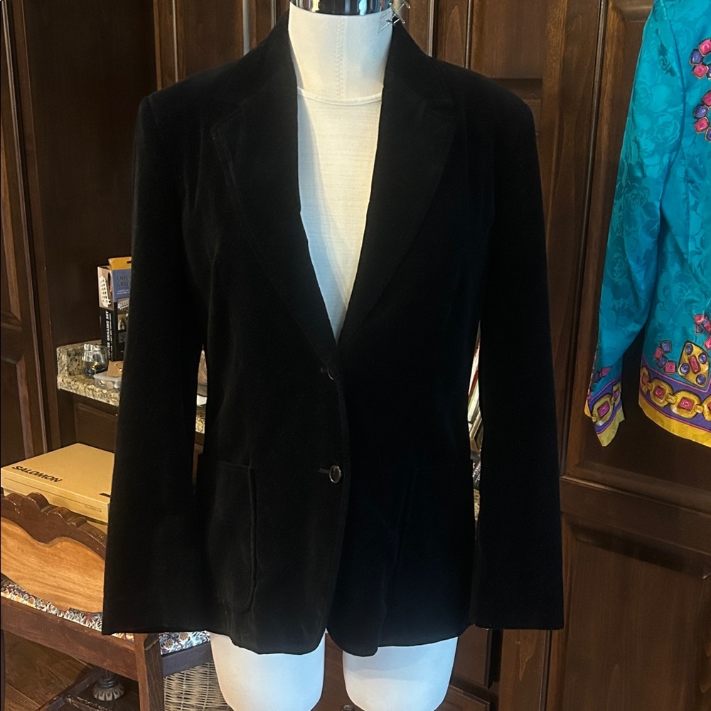 Vintage Personal Sz 14 Elegant Black Velvet Blazer GVC